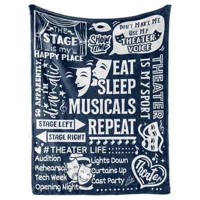 Eat Sleep Musicals Repeat Theater Blanket for Drama Lovers
