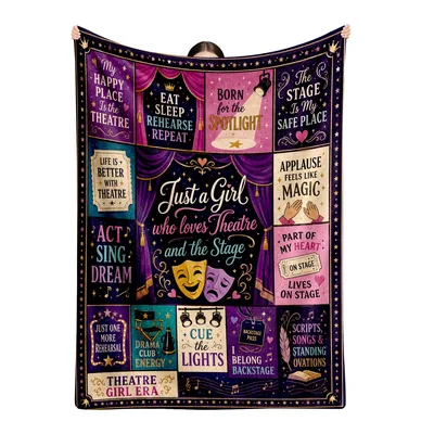 Theatre Girl Quotes Grid Blanket for Stage Lovers