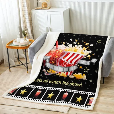 Movie Theater Popcorn Film Strip Blanket for Cinema Lovers