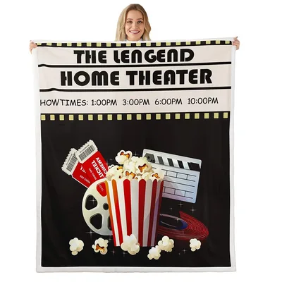 Home Theater Blanket Celebrating The Lengend Showtimes and Popcorn