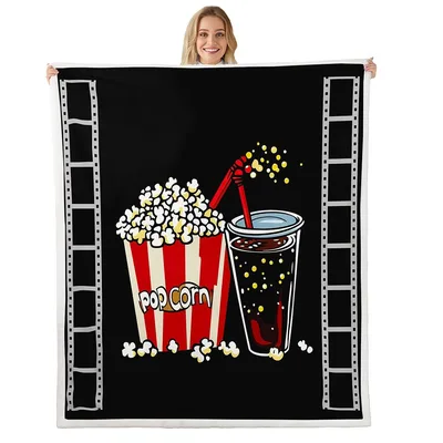 Popcorn and Soda Filmstrip Blanket for Movie Lovers