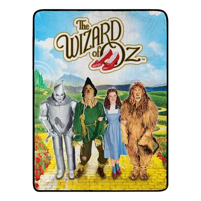 Scarecrow Tin Man Lion Blanket featuring The Wizard of Oz title logo