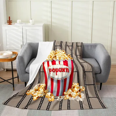 Popcorn Cinema Film Strip Blanket for Movie Lovers and Snack Fans