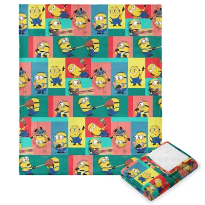 Yellow Cartoon Characters Pattern Blanket Featuring Minion Shenanigans