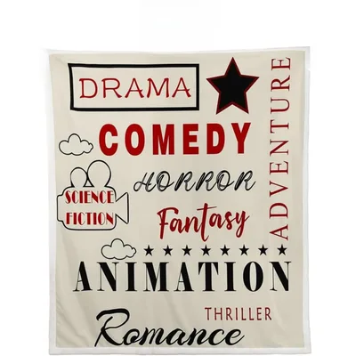 Movie Genres Vintage Film Blanket: Classic Cinema Types Design