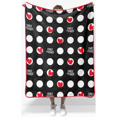 Polka Dot Hearts Pattern Blanket: Emily in Paris Design