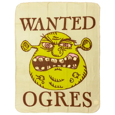 Wanted Ogres Poster Face Blanket: A Wild Green Design