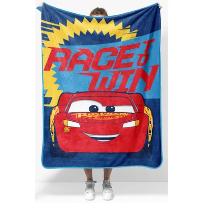 Racing Car Cartoon Face Blanket: Race to Win Design for Kids