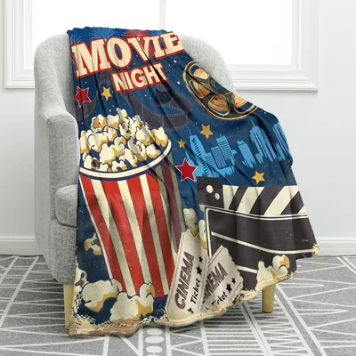 Movie Night Popcorn Theater Blanket Cinema Design