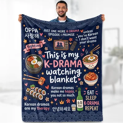 K-Drama Watching Quote Korean Blanket for Binge Watchers