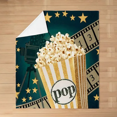 Popcorn Movie Theater Stars Blanket for Cinema Lovers