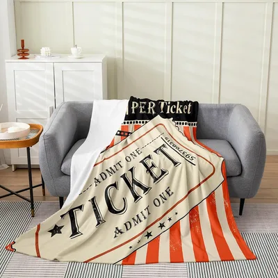 Vintage Movie Ticket Admit Blanket for Cinema Lovers