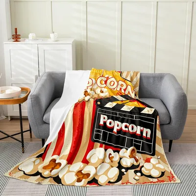 Popcorn Theatre Movie Pattern Blanket: Cinematic Clapperboard Design