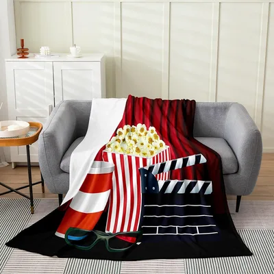 Movie Night Popcorn Clapperboard Blanket No. 2 for Cinema Lovers