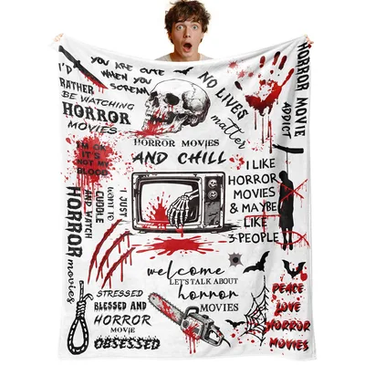 Horror Movie Lover Quotes Blanket for Scary Film Fans