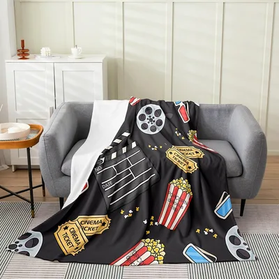 Movie Theater Popcorn Clapperboard Blanket for Cinema Lovers