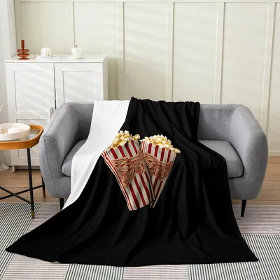 Popcorn Bucket Cinema Blanket for Movie Lovers and Theater Fans