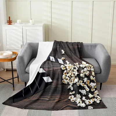 Clapboard and Popcorn Cinema Blanket for Movie Lovers