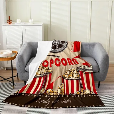 Popcorn Candy and Soda Blanket: Movie Night Theme Design