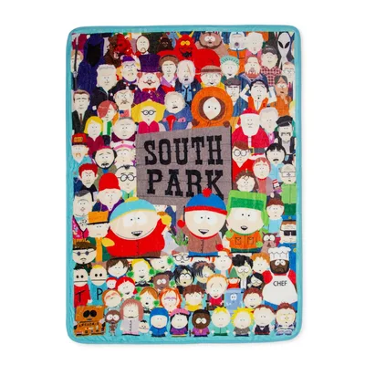 Cartoon Town Characters Crowd Blanket Sign Design