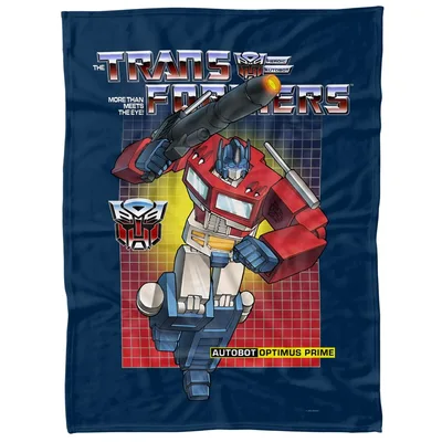 Retro Robot Hero Grid Blanket: Optimus Prime and the Autobot Symbol