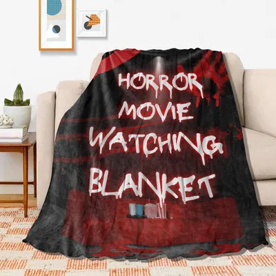 Horror Movie Night Lettering Blanket for Scary Film Lovers