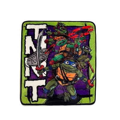 Action Turtles Fighting Scene Blanket: TNT Ninja Art