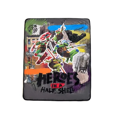 Turtle Heroes Collage Design Blanket: Urban Ninja Action