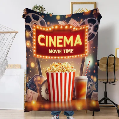 Cinema Movie Time Popcorn Blanket for Home Theater Lovers