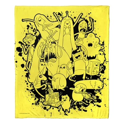 Line Friends Blanket: Inked Adventure Time Cast on Yellow