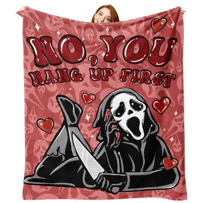 Horror Mask Phone Call Blanket: No You Hang Up First Design