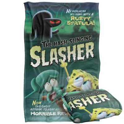 Hash Slinging Slasher Cartoon Blanket: Ghostly Horror Design