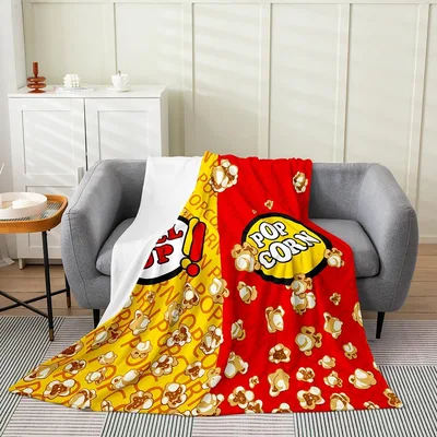 Popcorn Pattern Movie Blanket: Cinematic Snack Design for Fans