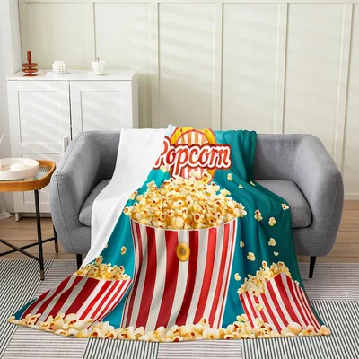 Popcorn Cinema Movie Night Blanket: Retro Popcorn Bucket Design