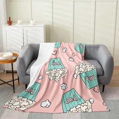 Popcorn Cinema Poster Pattern Blanket: Retro Movie Night Design