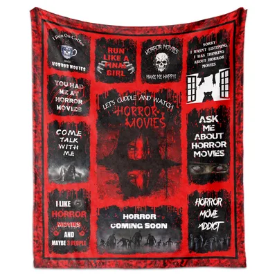 Horror Movie Lover Text Blanket for Scary Movie Nights