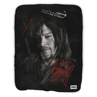 Crossbow Survivor Graffiti Portrait Blanket: Daryl's Red Wing Design