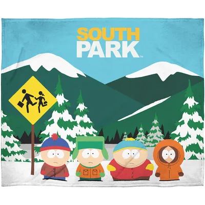 Cartoon Boys in Winter Blanket: Mountain Scene