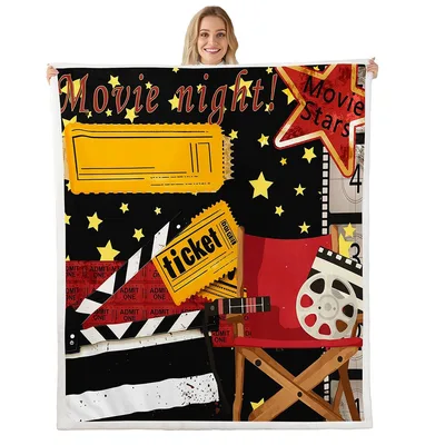 Movie Night Tickets Blanket: Cinema Collage Design for Fans