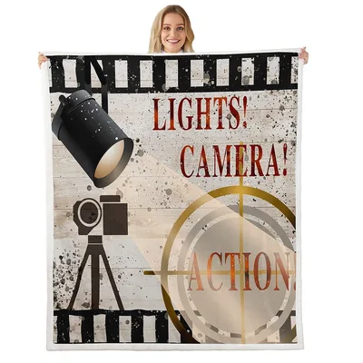 Lights Camera Action Movie Blanket - Film Set Design
