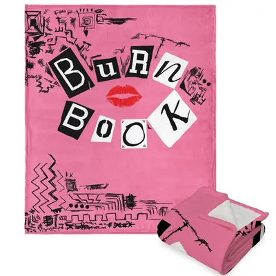 Burn Book Lips Blanket: Pink Collage Design for Movie Nights