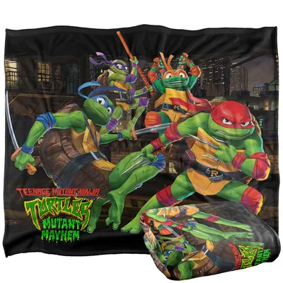 Rooftop Turtle Heroes Battle Blanket - Mutant Mayhem Artwork