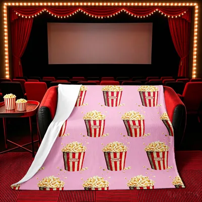 Popcorn Boxes Movie Pattern Blanket for Cinema Lovers