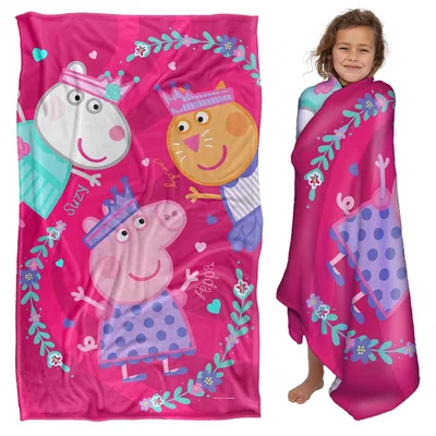 Cartoon Pig Friends Adventure Blanket features Peppa Suzy