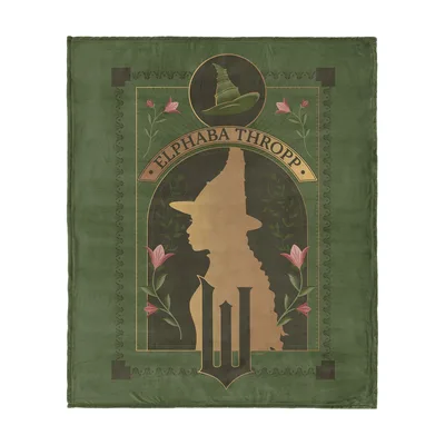 Green Witch Silhouette Art Blanket: Elphaba Thropp Graphic Design