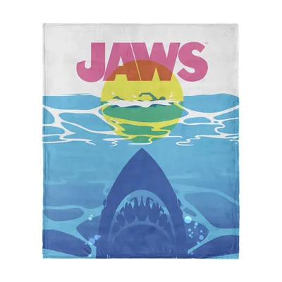 Shark Ocean Poster Blanket: Jaws CMYK Style Throw