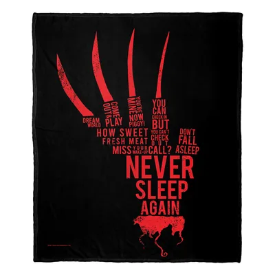 Never Sleep Again Claw Blanket: Freddy Krueger Quote Design