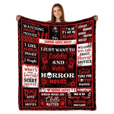 Horror Movie Addict Quotes Blanket for Scary Film Fans
