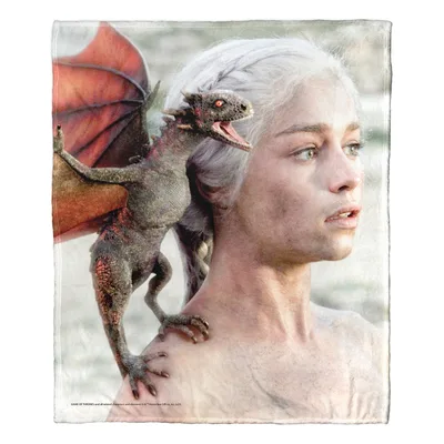Woman with Dragon Portrait Blanket: Mother of Dragons Art