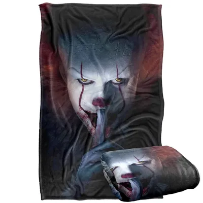 Clown Face in Dark Blanket: Pennywise Shushing Design for Horror Fans